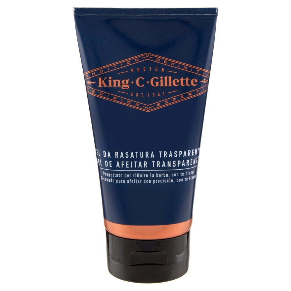 King C. Gillette Gel da Barba Trasparente con Tè Bianco e Olio di Argan 150 ml